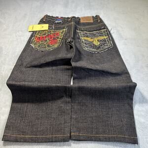 Y2k 2000s Beyond Baggy Embroidered Jeans Youth Medium 25x18 Loose Hamilton Wide